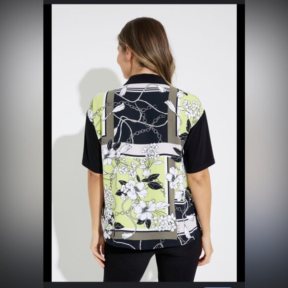 Joseph Ribkoff Green Mixed Media Blouse - Picture 2 of 12